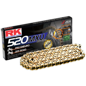 Chaîne RK GB520MXU Gold UW’RING Racing 114 maillons avec attache CLIP pour motocross et enduro
