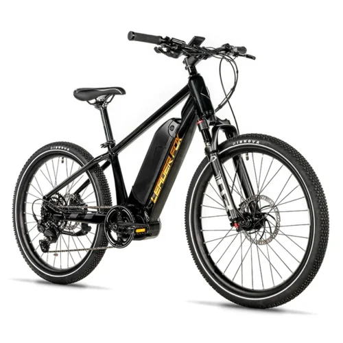 VTT électrique 24 Leader Fox Weeny mixte moteur Bafang M420 batterie 17,4Ah noir brillant taille junior