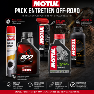 Pack MOTUL 2T Entretien Complet – Huile 800, Transoil, A3, C3 & Brake Clean - Creations Mx Factory Pack MOTUL 2T entretien complet huile 800 Transoil 10W40 huile filtre A3 graisse chaîne C3 Brake Clean