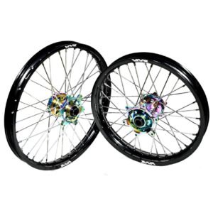 Paire roues complètes VMX 21 18 KTM Husqvarna GasGas Stark VARG rainbow noir motocross enduro