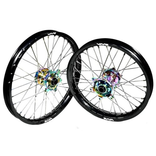 Paire roues complètes VMX 21 18 KTM Husqvarna GasGas Stark VARG rainbow noir motocross enduro