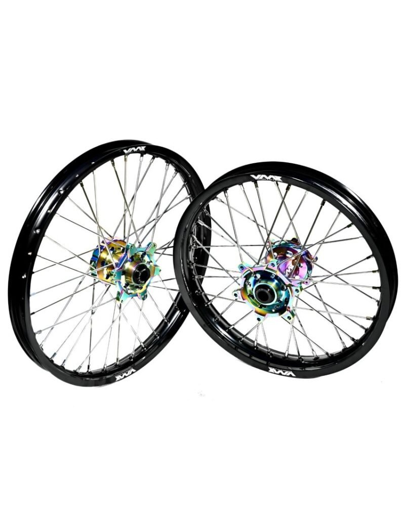Paire roues complètes VMX 21 18 KTM Husqvarna GasGas Stark VARG rainbow noir motocross enduro