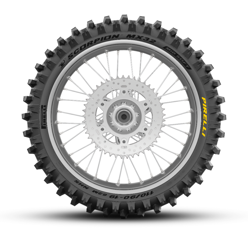 Pirelli Scorpion MX32 Mid Soft 110/90-19 NHS 62M TT – Pneu Motocross - Creations Mx Factory Pneu Pirelli Scorpion MX32 Mid Soft 110/90-19 62M TT motocross terrain intermédiaire tendre